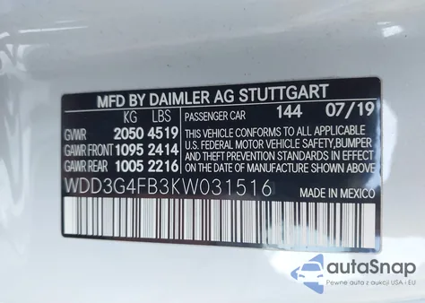 2019 Mercedes-Benz A 220 4Matic from USA, damaged, VIN WDD3G4FB3KW031516